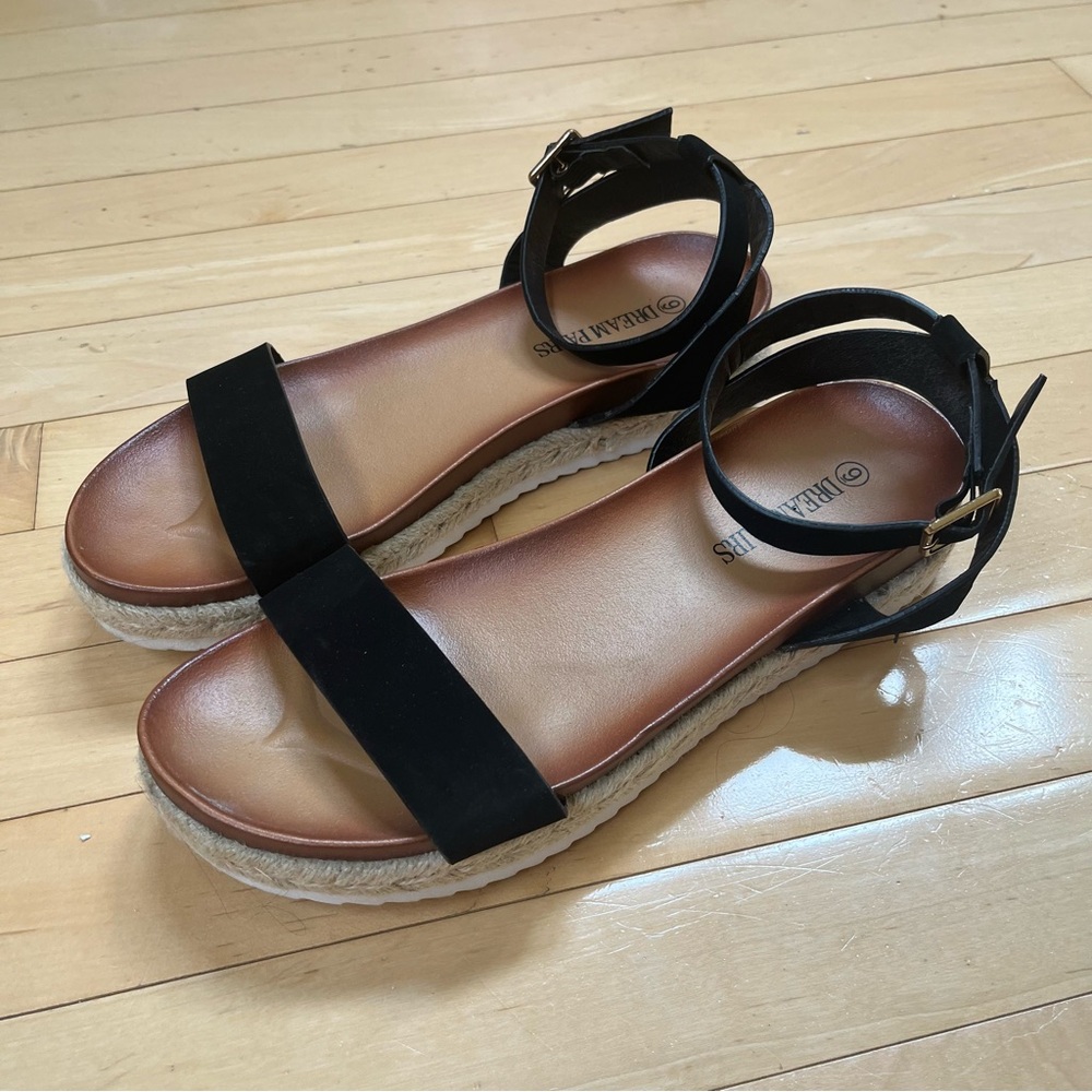 Dream Pairs Black Women's Sandals Ankle Strap Buckle Platform size 9